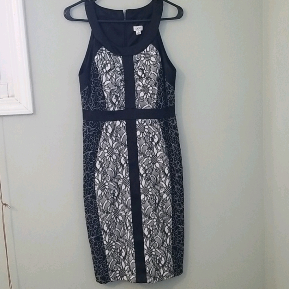 Black and White flower Pattern dress
